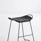 Contemporary Kitchen Counter Bar Stool Black Smoke Steel & Black Leather