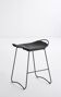 Contemporary Kitchen Counter Bar Stool Black Smoke Steel & Black Leather