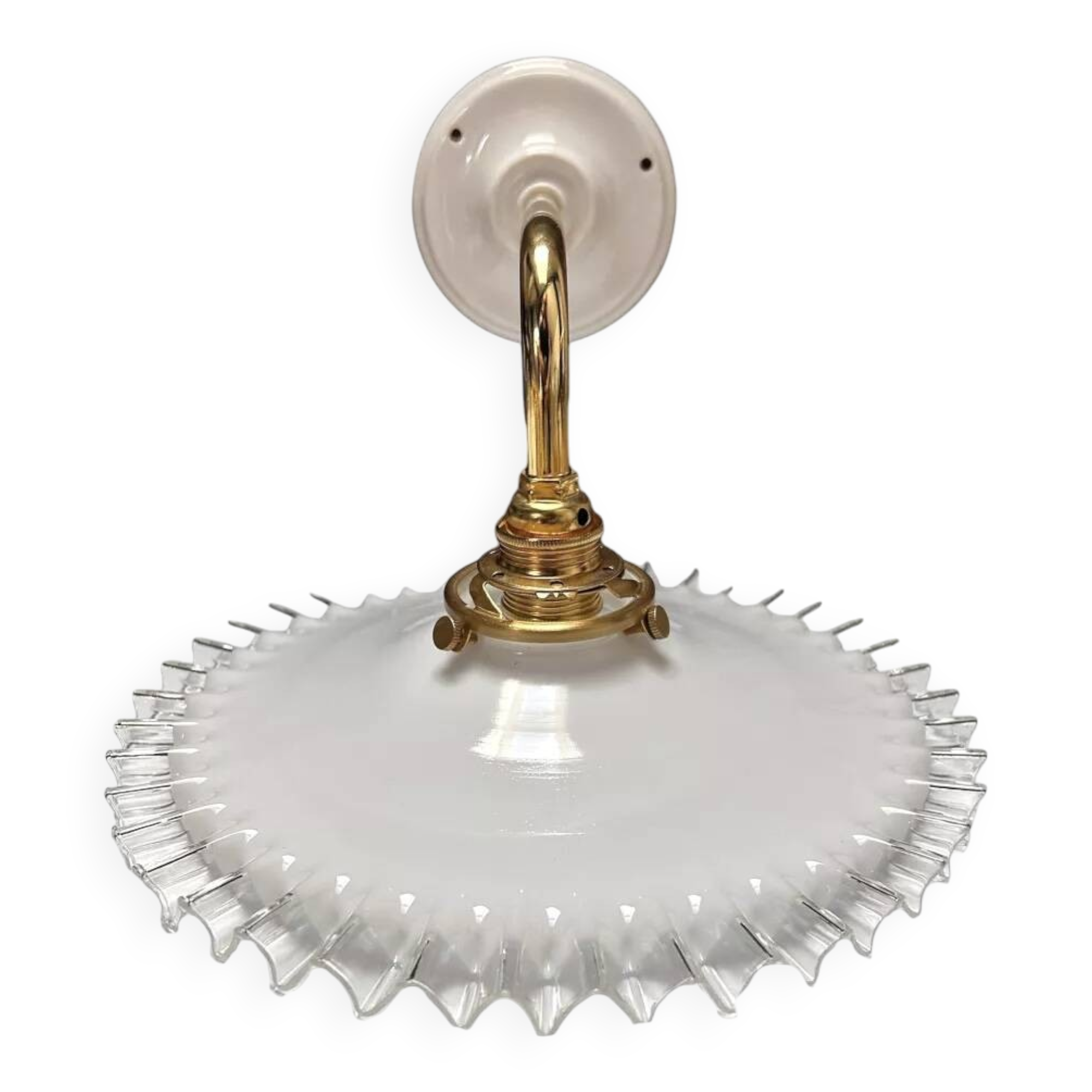 Opaline and white ceramic wall light