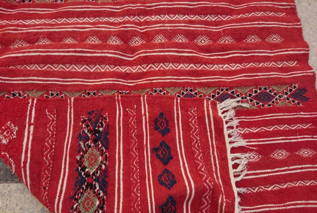 Red Berber kilim handmade carpets 200x118cm