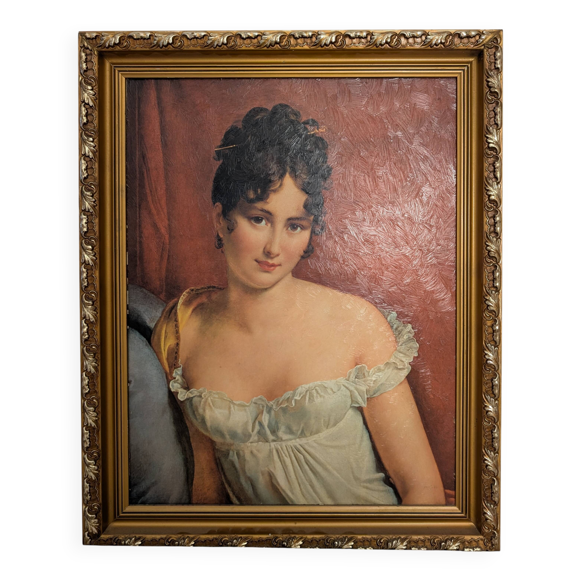 Portrait of Madame Récamier - reproduction François Gerard - gilded frame
