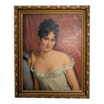 Portrait de Madame Récamier - reproduction  François Gerard - cadre doré