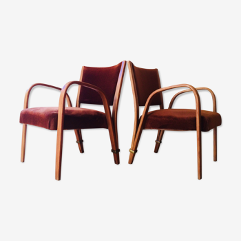 Paire de fauteuils Bow Wood par Steiner circa 1960