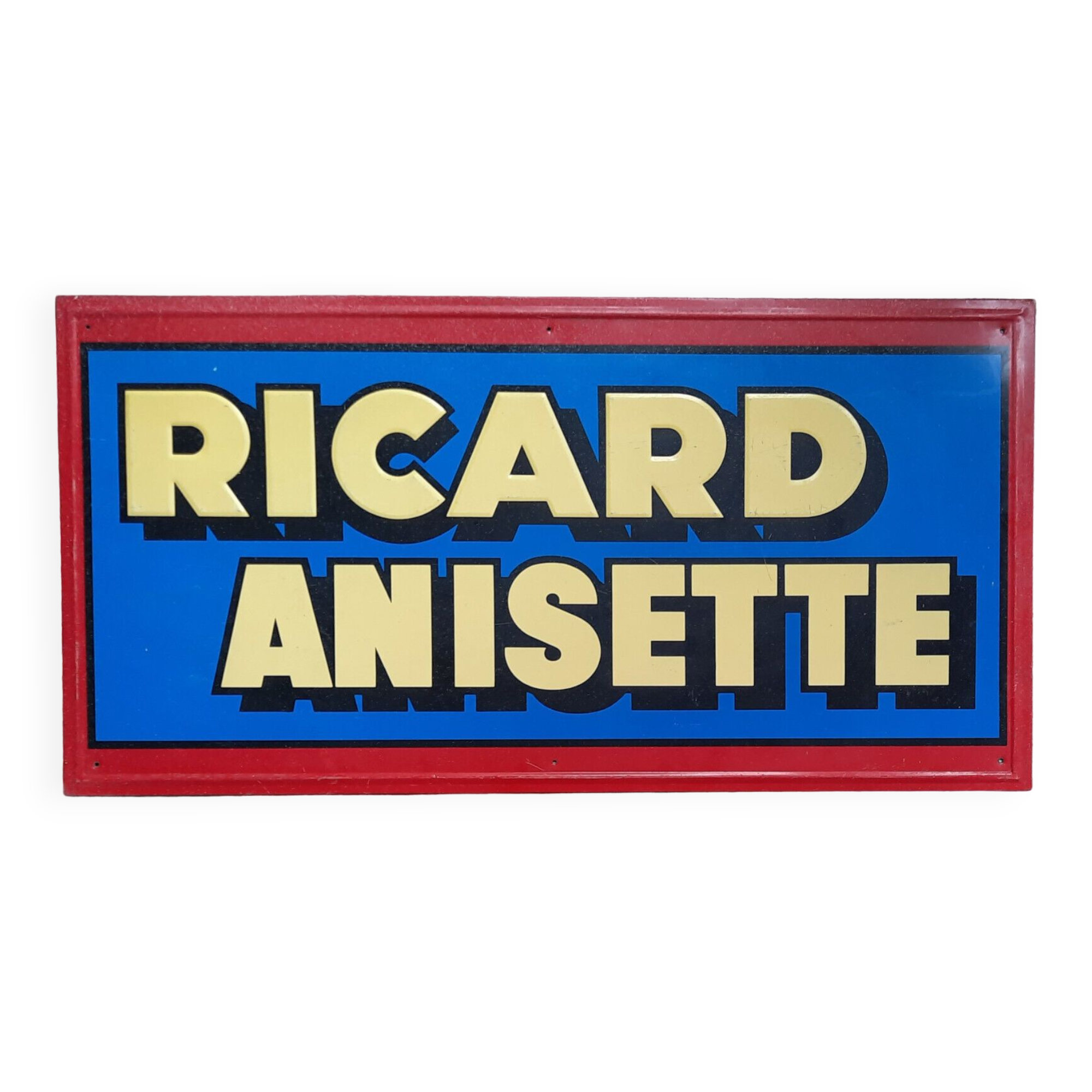 Old large sheet metal plate "Ricard anisette" 48x95cm 60's