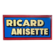 Old large sheet metal plate "Ricard anisette" 48x95cm 60's