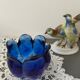 Cobalt blue molded glass vase shaped ball corolla vintage from the 60s