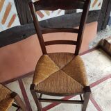 Pair of wooden straw chair 1900