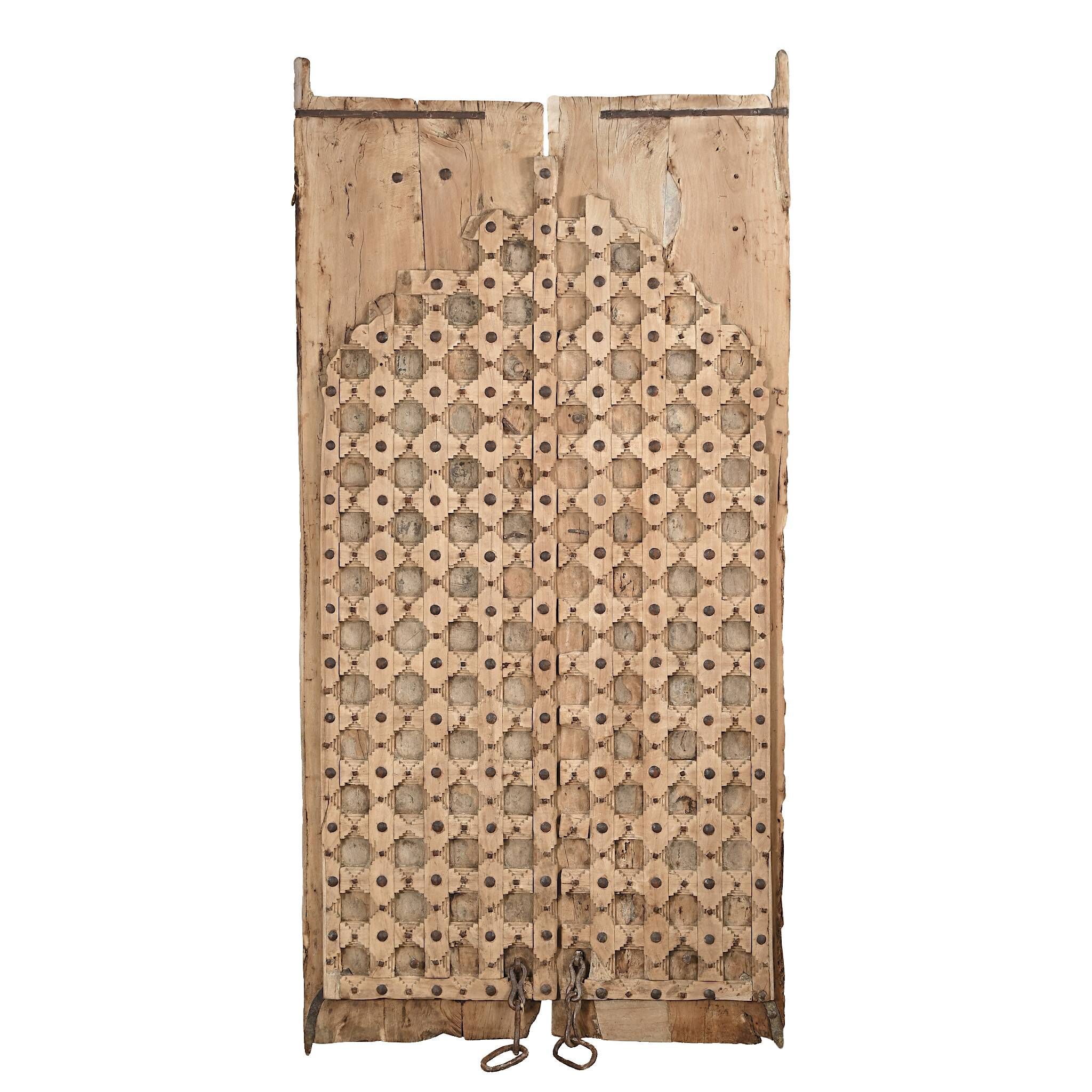 Nandra - Ancienne porte indienne en bois massif n°1