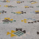 Tapis gris à motifs multicolores fait main traditionnel  180x120cm