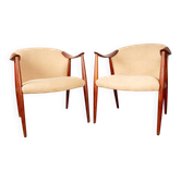 2 fauteuils Scandinaves en Teck et Tissu neuf, Gerhard Berg/Westnofa 1960.