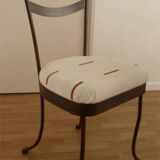 Travertine and wrought iron dining table + 8 chairs