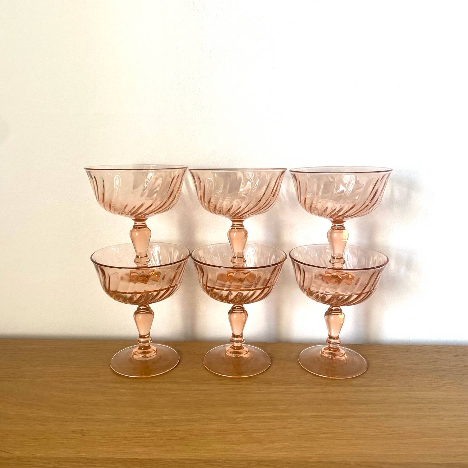 Rosaline champagne glasses - Luminarc - Arcoroc - vintage