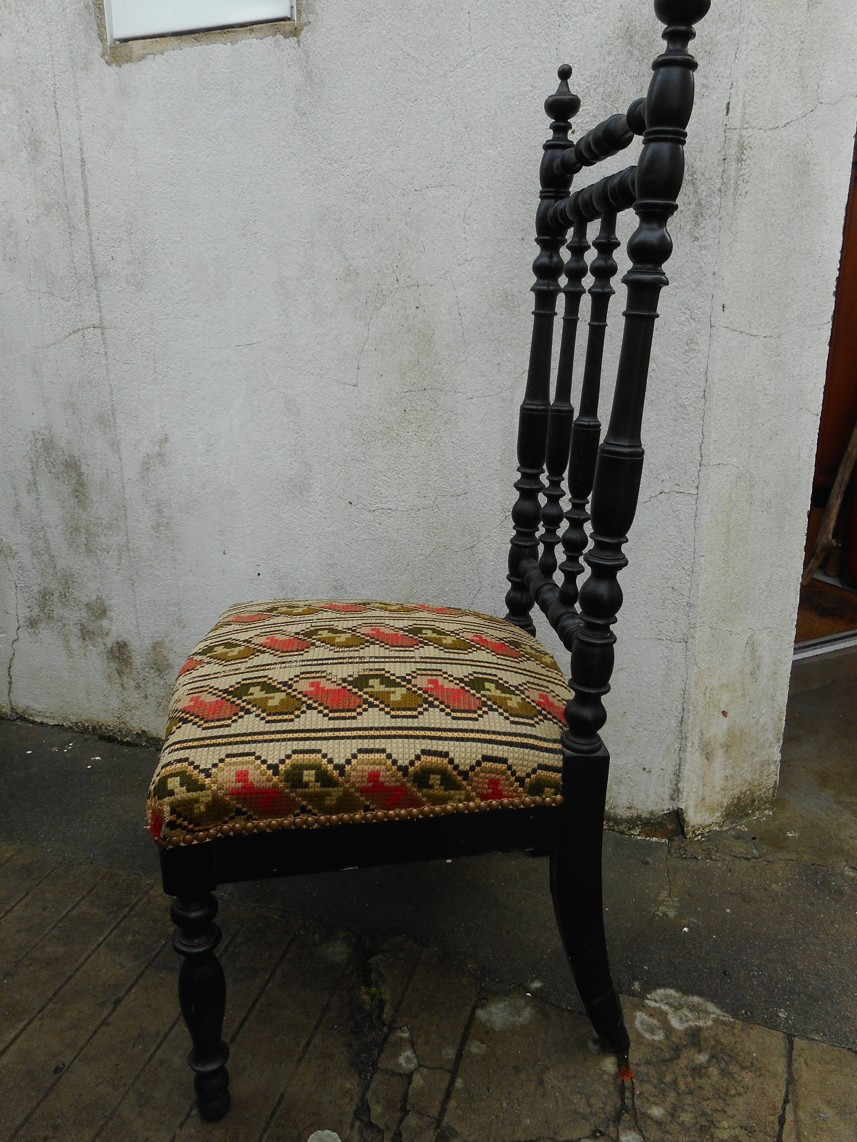 Chair Napoleon III, black turned wood