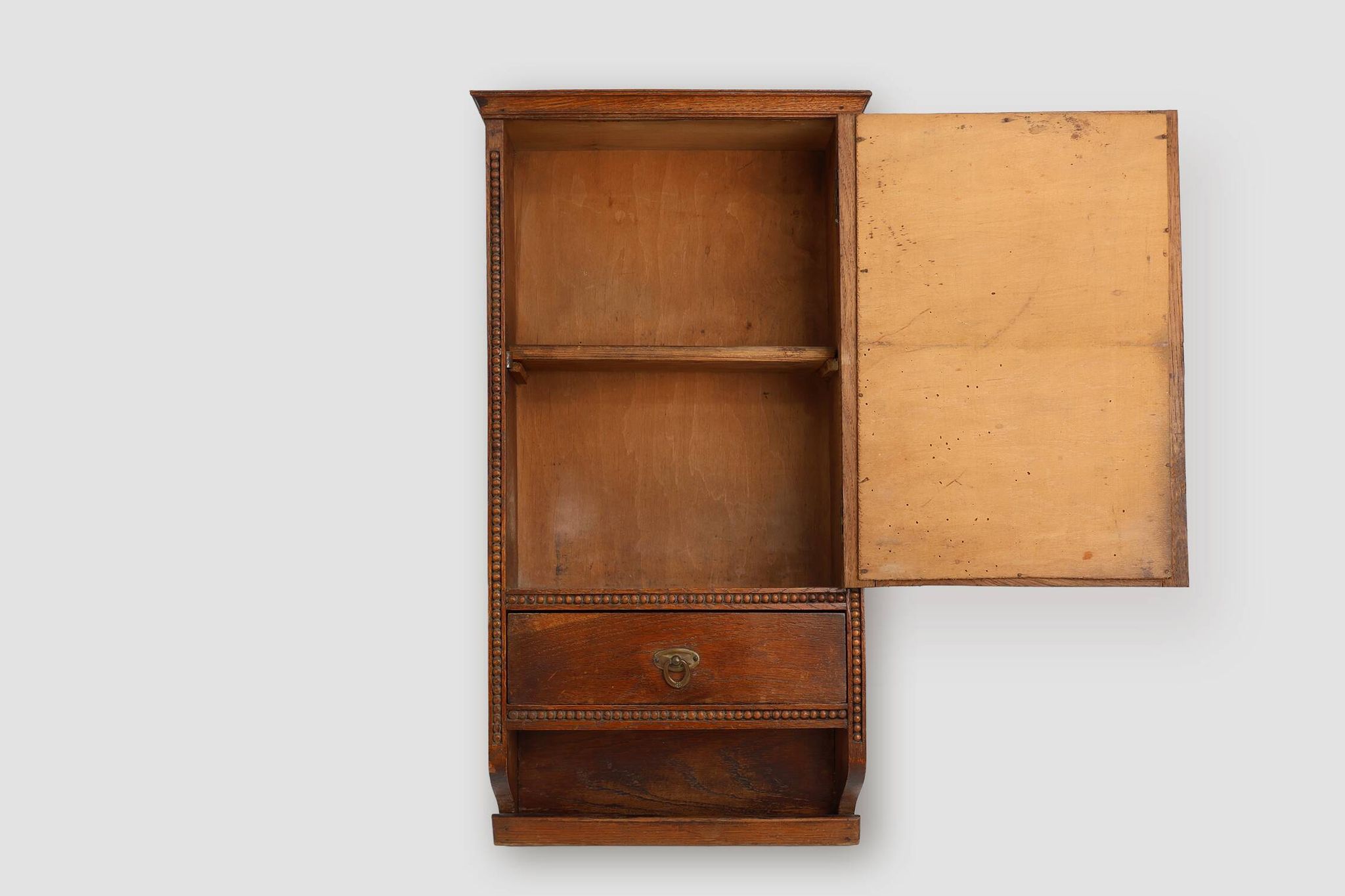 Art Deco Wooden Shaving Cabinet with Mirror, France 1930s