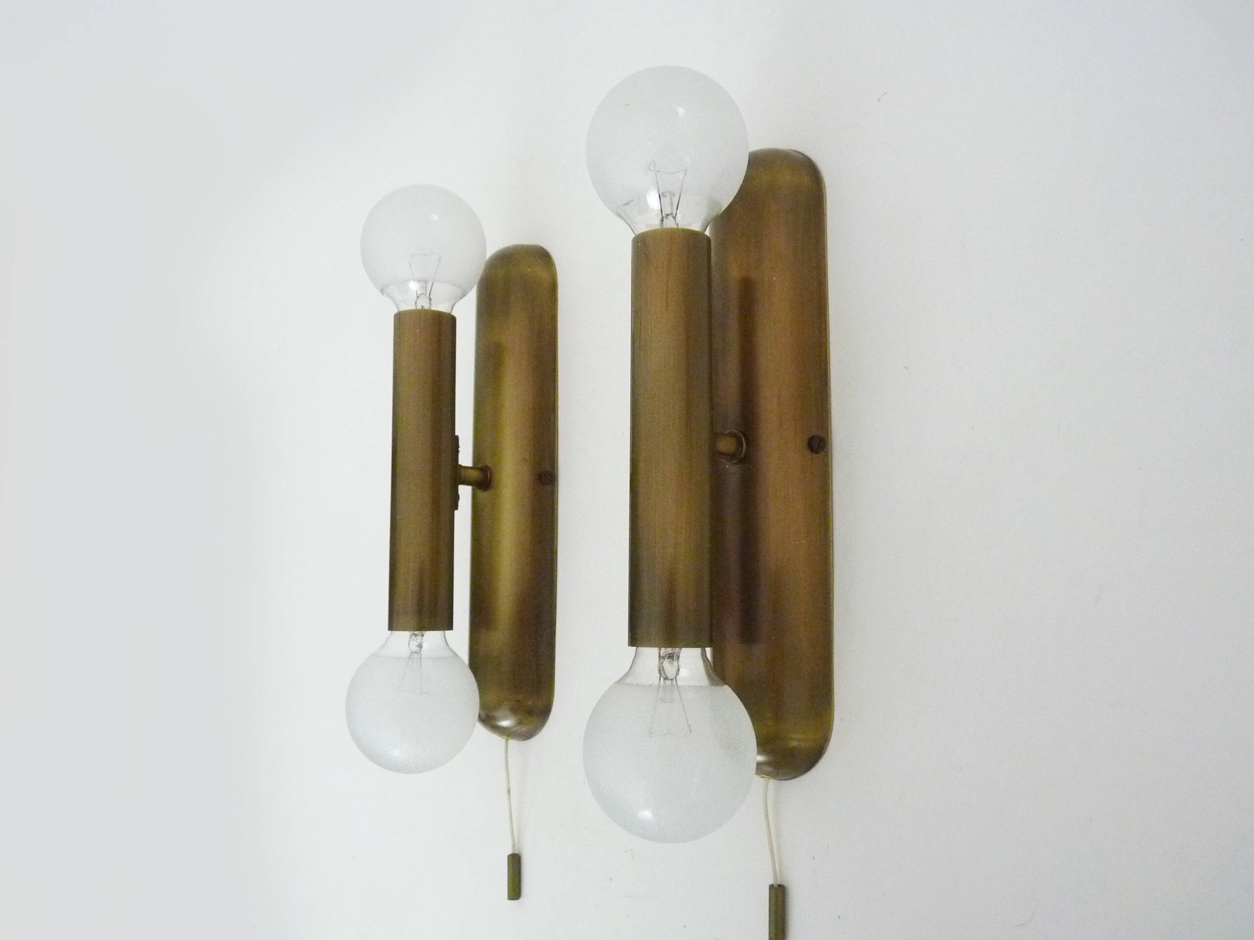 Pair of Je Fassung brass 2-light wall lights made in Germany