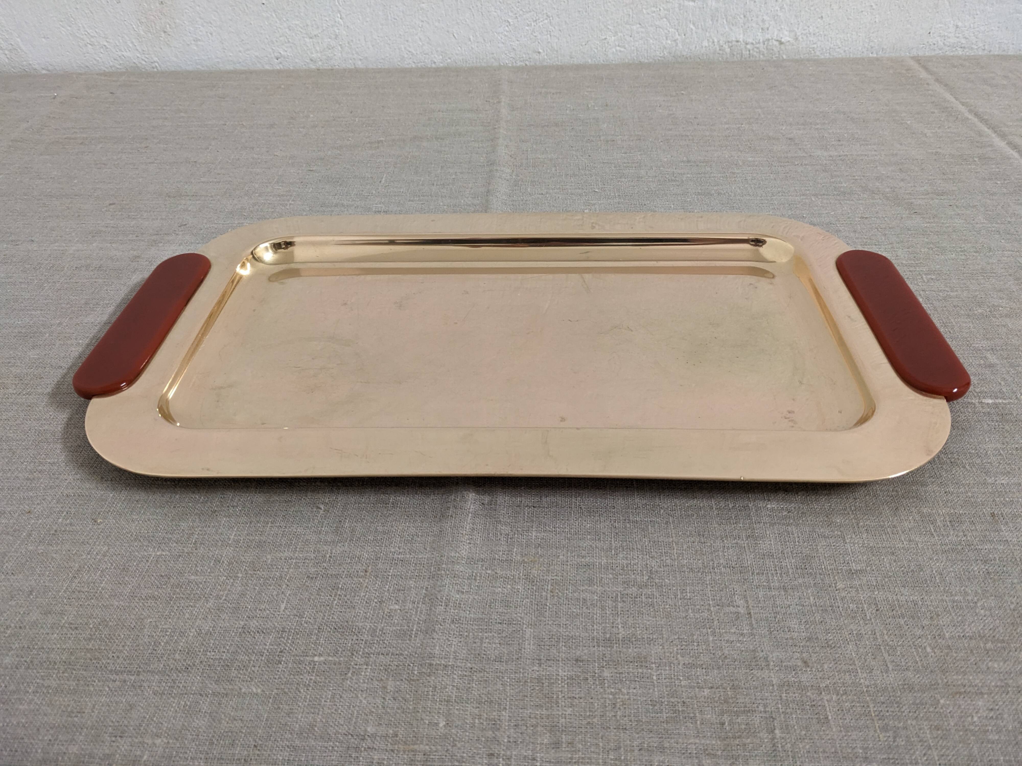 Brass and Bakelite trays and bowl by PM Italy circa 1970