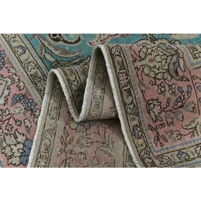 ❤1970s Vintage Persian Handmade Wool Cotton Blue Area Rug❤ 302x376