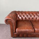 Chesterfield 3-seater calf leather sofa
