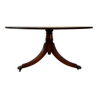 Regency Style Round Coffee Table Leather Top