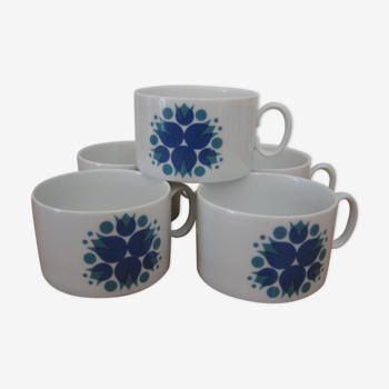 Ensemble de 5 tasses bleues