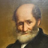 Oil painting on canvas of a bearded character of the xix th century