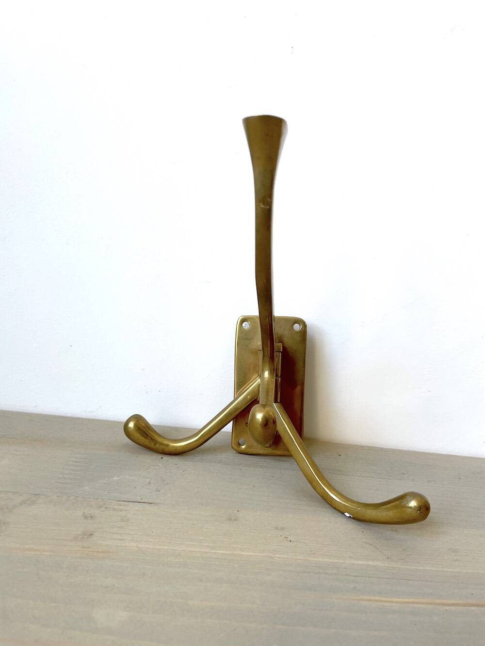 Art Deco Brass Coat Rack with 4 Hooks