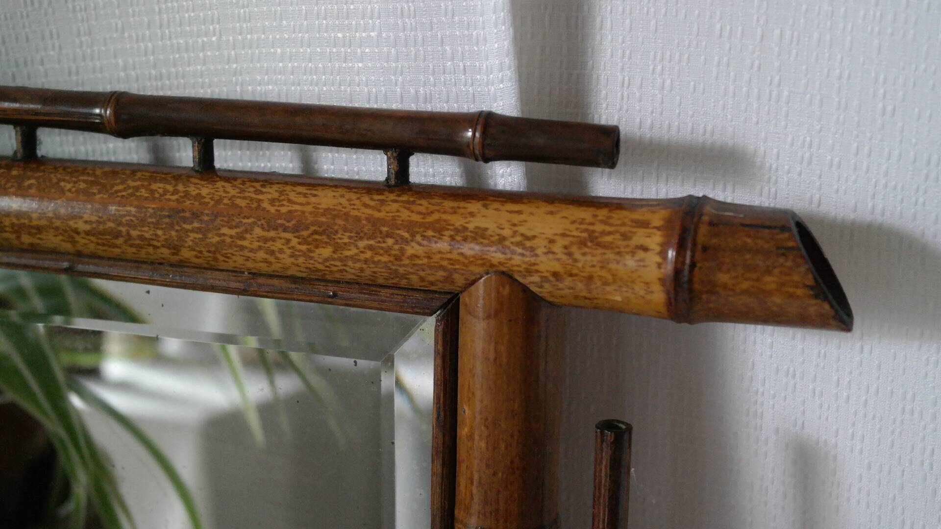 Vintage bamboo wall mirror 50's
