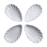 4 raviers coquillage vintage en porcelaine blanche de Limoges