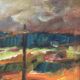 Original Swedish Oil on Panel – “Landscape with Figures” by Lars Niklasson