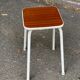 Vintage wooden and white steel stool