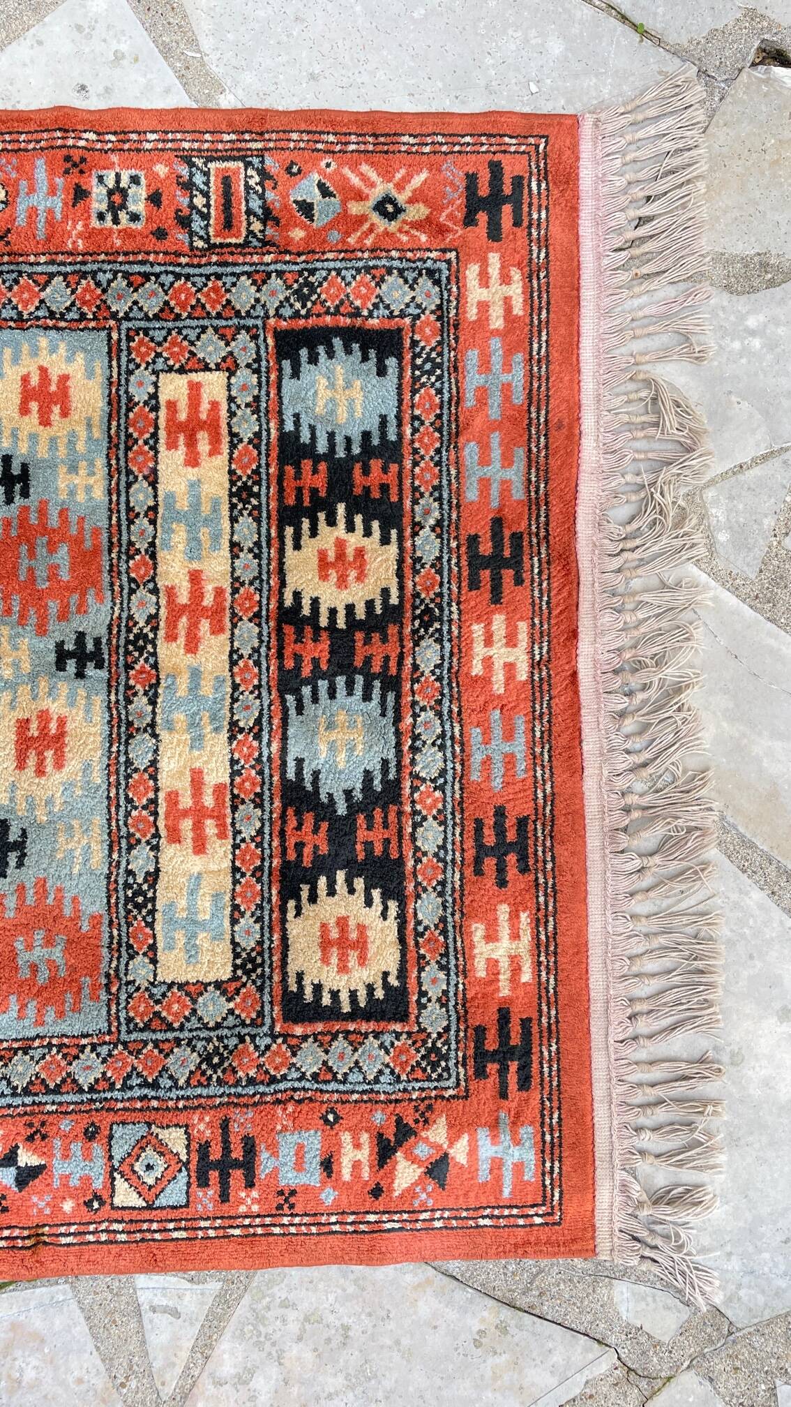 Vintage silk and cotton rug - 142 x 84cm
