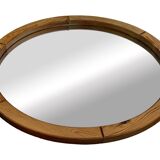 Vintage 70s round pine mirror Swedish design