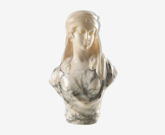 Bust Of A Young Woman With A Headdress In Marble By Guglielmo Pugi Selency Bust Of A Young Woman With A Headdress In Marble By Guglielmo Pugi Selency