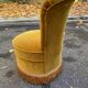 2 19th century golden mustard yellow velvet toadstool armchairs