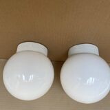 Vintage opaline and ceramic ceiling or wall light