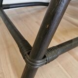 2 Vintage Espri Safari Lounge Armchairs / Rare Mid-century Black Bamboo and Beige Fabric Easy C