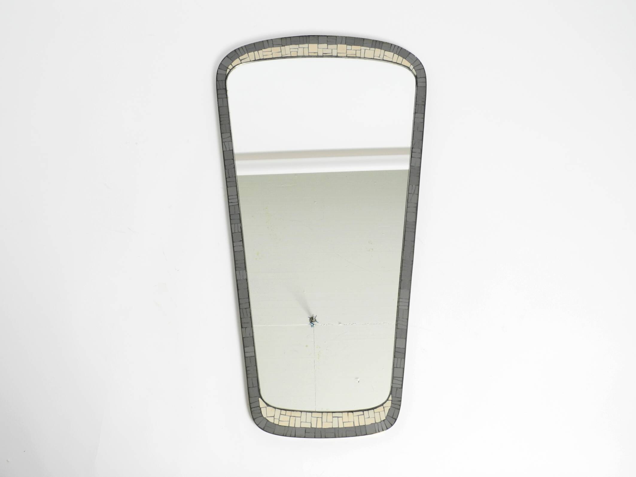 Mid Century mosaic wall mirror with brass frame by Münchner Zierspiegel