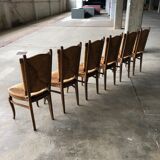 Dining chairs with rush made of oak wood, France 1950s, Set of 6