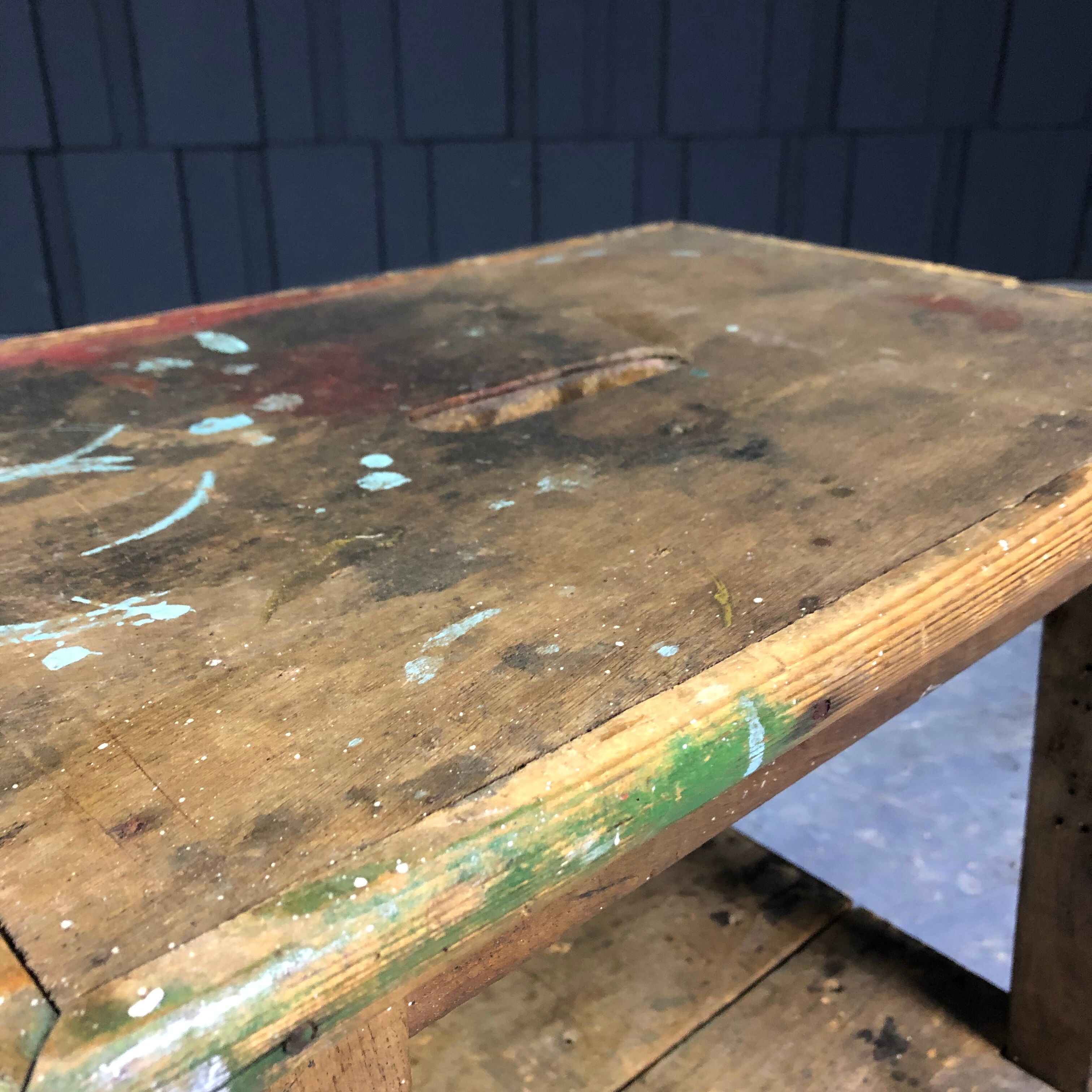 Old wooden workshop stool