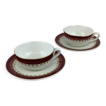 Duo of Digoin Sarreguemines cups