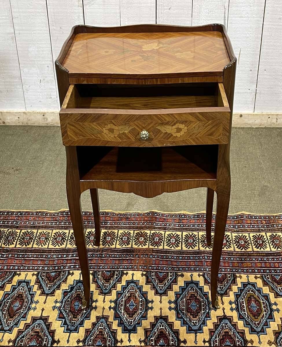 Louis XV style bedside table in rosewood and oak from the 1970s.