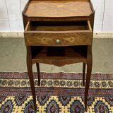 Louis XV style bedside table in rosewood and oak from the 1970s.