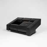 Obliqua two-seater leather sofa, Mario Botta, 1980s