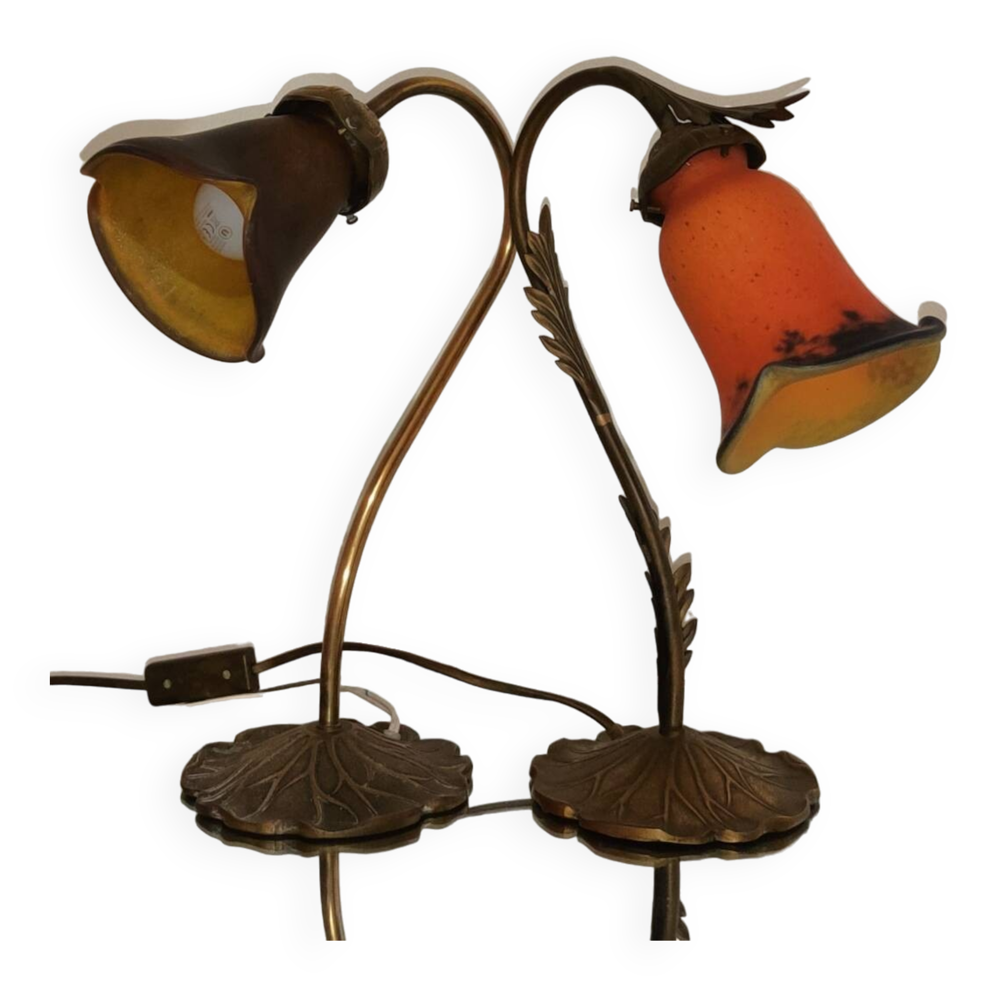 Two art nouveau style tulip lamps signed art de France