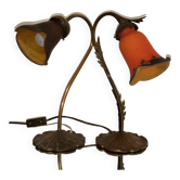 Two art nouveau style tulip lamps signed art de France