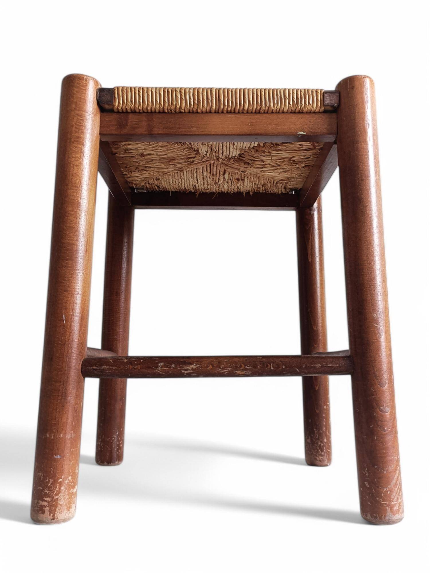 Tabouret Dordogne par Charlotte Perriand, paille tissée, France, années 1950.