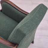 1950s, Danish relax chair, green furniture blend wool fabric, beech wood.