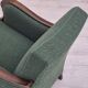 Fauteuil relax danois des années 1950, tissu en laine mélangée verte, bois de hêtre.