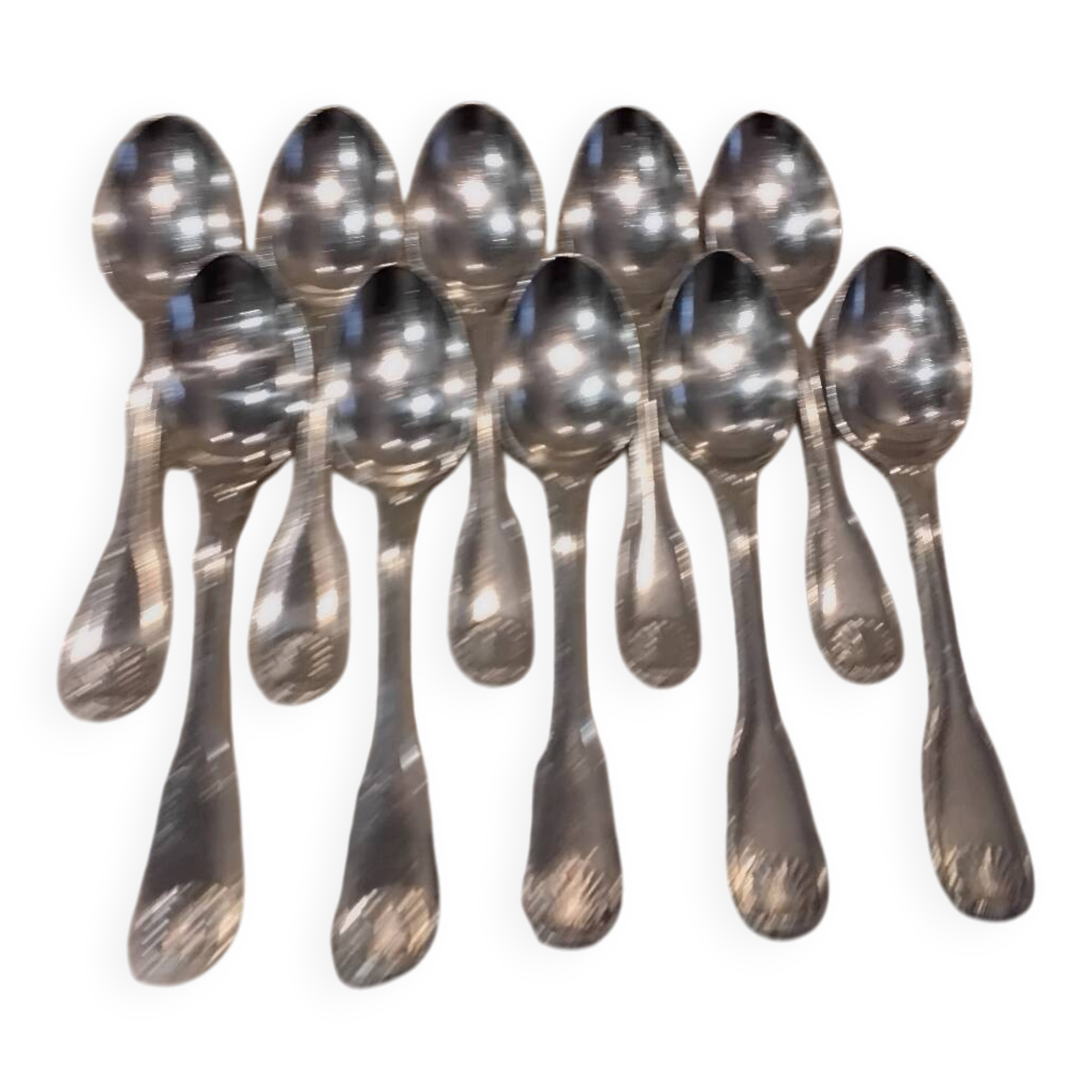 10 silver-plated coffee spoons, Christofle Vendome, 13.6 cm