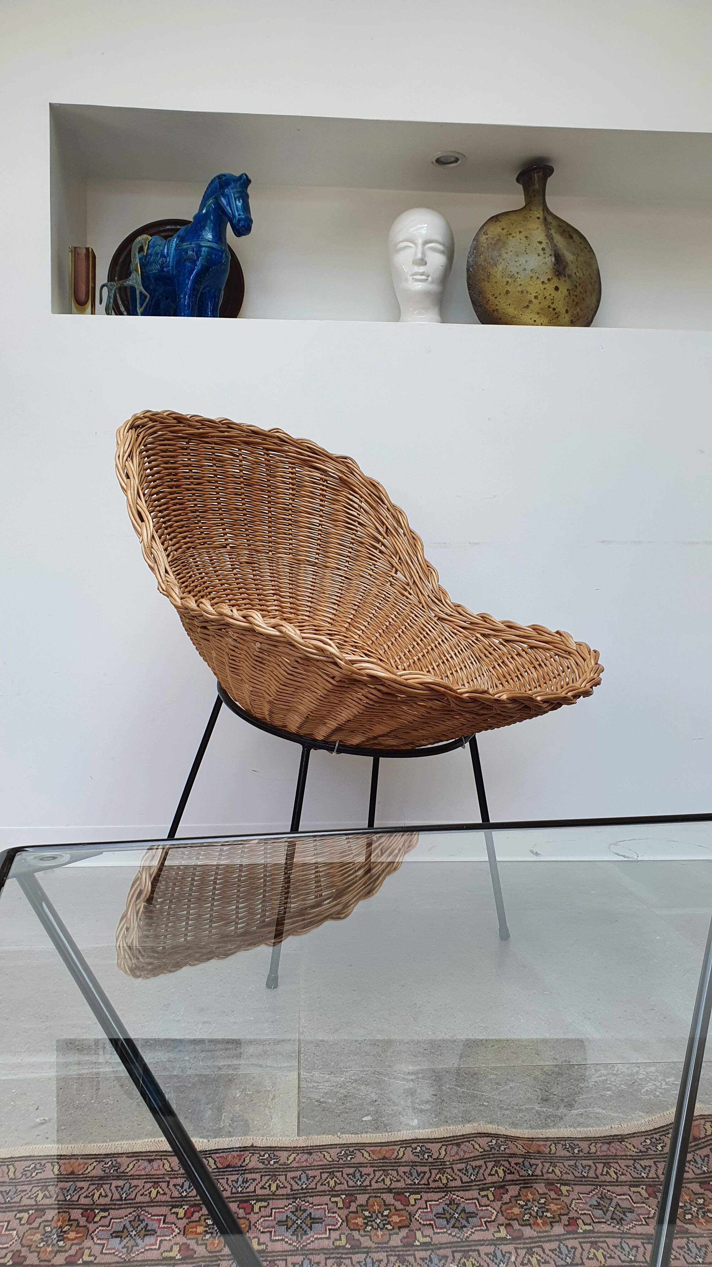 Pair of rattan basket chairs